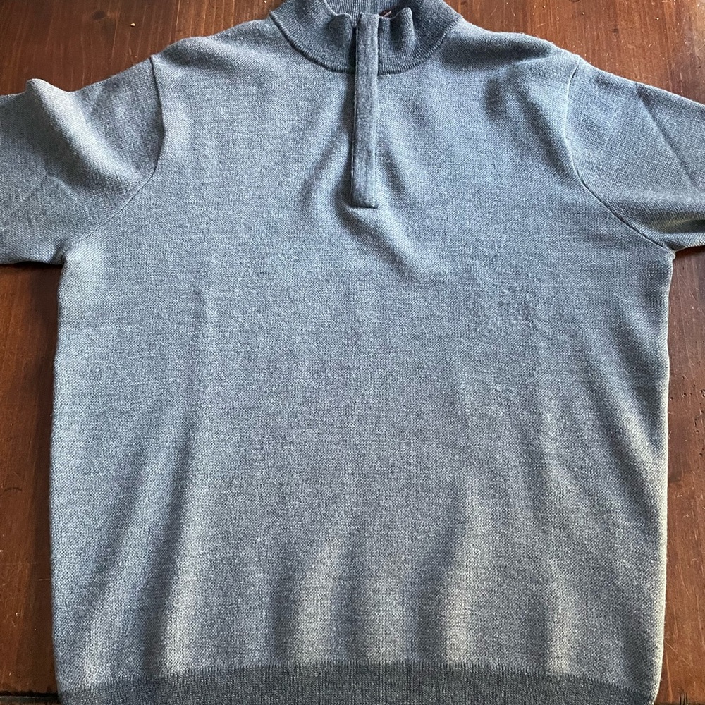 PETER MILLAR extra fine Italian merino wool gray soft pullover half zip sweater